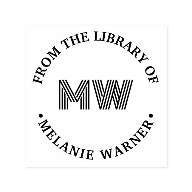 Tampon Auto-encreur Graphique en gras 2 Nom initial du livre de biblio (Design)