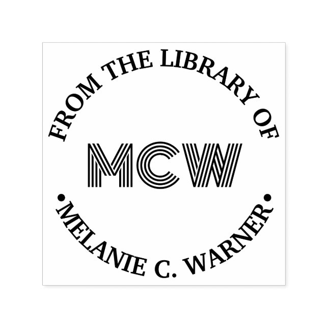 Tampon Auto-encreur Graphique en gras 3 Nom initial du livre de biblio (Design)