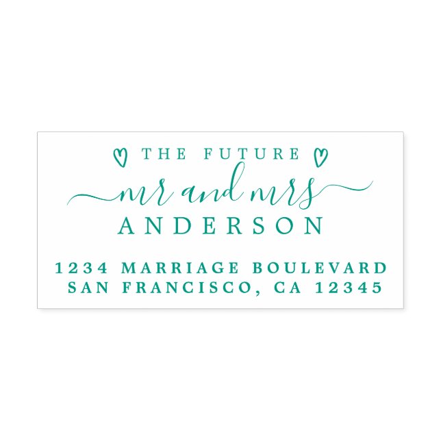 Tampon Auto-encreur Green Script Future M. Mme Mariage Adresse de reto (Design)