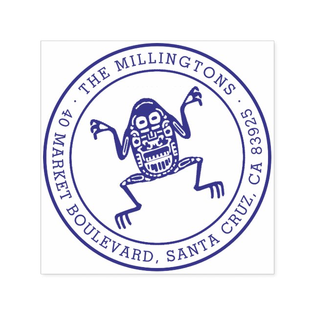 Tampon Auto-encreur Grenouille ethnique | Nom de famille et adresse de (Design)