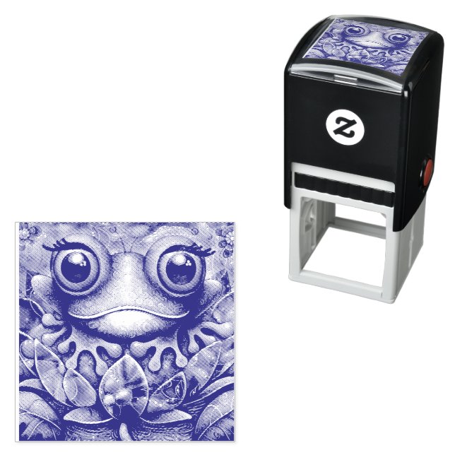 Tampon Auto-encreur Grenouille Whimsical Peinture Abstraite Art Floral (En situation)