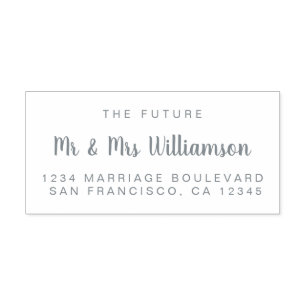 Tampon Auto-encreur Grey Script Future M. Mme Mariage Adresse de retou
