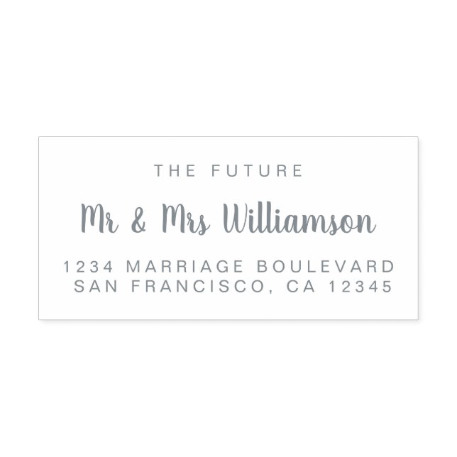 Tampon Auto-encreur Grey Script Future M. Mme Mariage Adresse de retou (Design)
