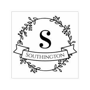 Tampon Auto-encreur Guirlande botanique Une bannière initiale Mariage 