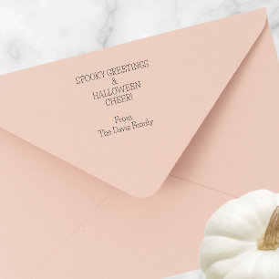 Tampon Auto-encreur Halloween Voeux Éffrayants Salut Nom de famille