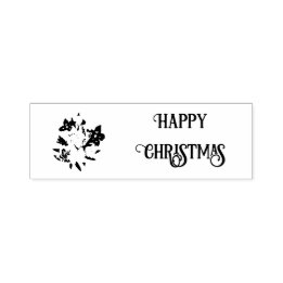 Tampon Auto-encreur Happy Christmas Floral Rubber Stamp