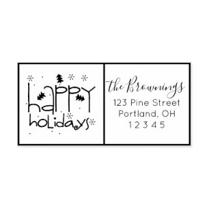 Tampon Auto-encreur Happy Holiday encadré Adresse de vacances personna