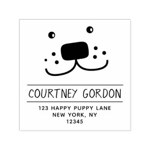 Tampon Auto-encreur Happy Puppy Dog Adresse de retour - Funny Pet