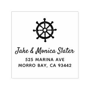 Tampon Auto-encreur Helm Nautical Ship's Wheel Voile Adresse de retour