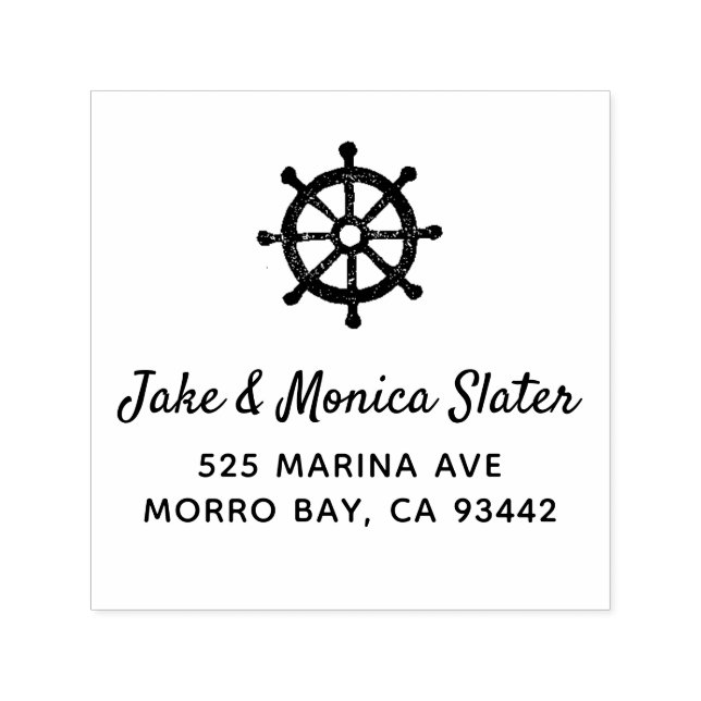 Tampon Auto-encreur Helm Nautical Ship's Wheel Voile Adresse de retour (Design)