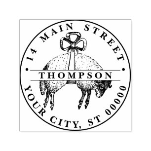 Tampon Auto-encreur Heraldique Fleece Ram Sheep Crest Nom Adresse