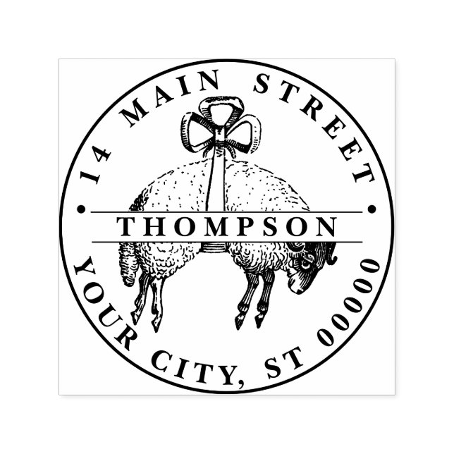Tampon Auto-encreur Heraldique Fleece Ram Sheep Crest Nom Adresse (Design)