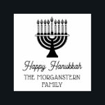 Tampon Auto-encreur Heureux Hanoukka Chanukah Lit Menorah Nom de famil<br><div class="desc">Lit Hanoukka Chanukah Menorah Nom Adresse de retour =======</div>