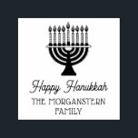 Tampon Auto-encreur Heureux Hanoukka Chanukah Lit Menorah Nom de famil<br><div class="desc">Lit Hanoukka Chanukah Menorah Nom Adresse de retour =======</div>