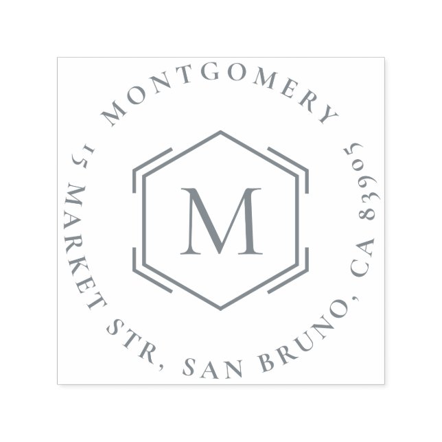 Tampon Auto-encreur Hexagone | Nom de famille initial - Adresse de ret (Design)