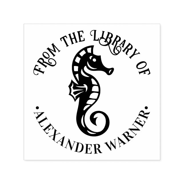 Tampon Auto-encreur Hippocampe mignon #4 Bibliothèque Thème Océan Plag (Design)