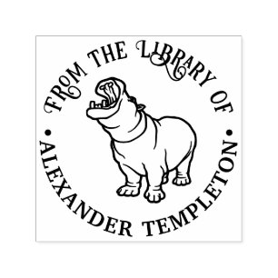 Tampon Auto-encreur Hippopotame Féroce #2 Nom du livre de la bibliothè