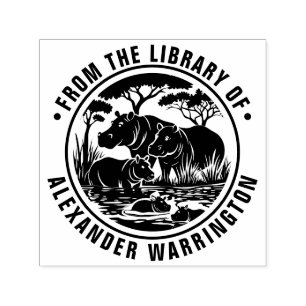 Tampon Auto-encreur Hippopotames Hippopotames par la bibliothèque de l