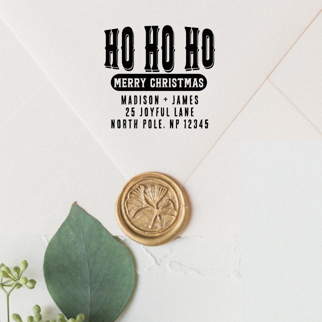Tampon Auto-encreur Ho Ho Ho Joyeux Noël Adresse de retour (Créateur téléchargé)