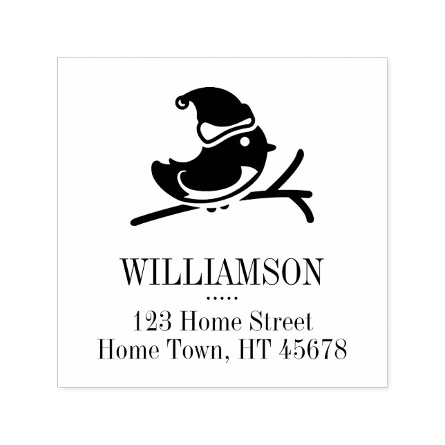 Tampon Auto-encreur Holiday Robin Carré Adresse de retour (Design)
