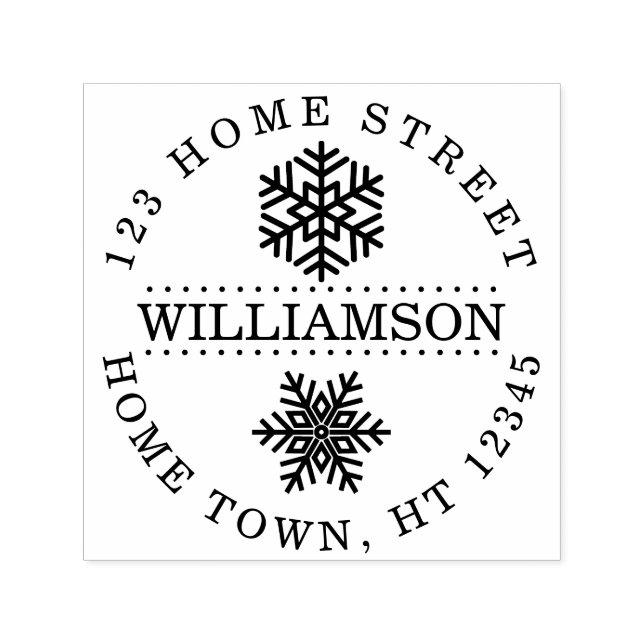 Tampon Auto-encreur Holiday Snowflakes Circulaire Adresse de retour (Design)