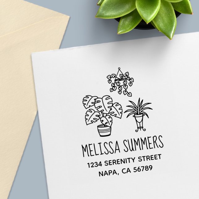Tampon Auto-encreur Houseplants Hobby Address (Créateur téléchargé)