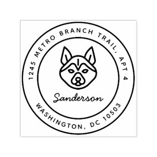 Tampon Auto-encreur Husky Dog Adresse de retour Timbre auto-allumage