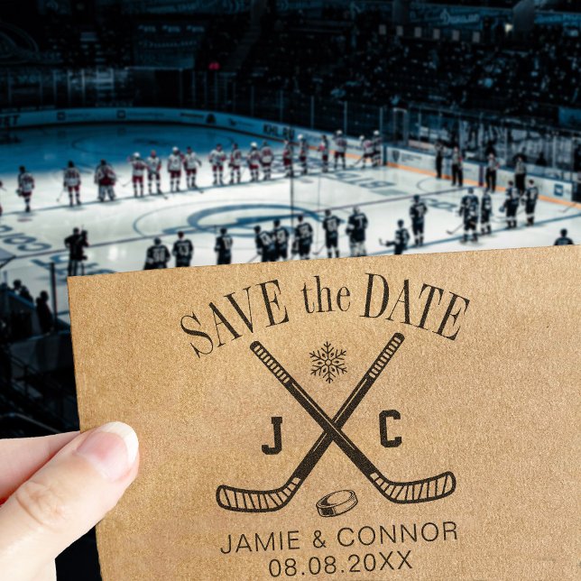 Tampon Auto-encreur Ice Hockey Fan Family or Wedding Save the Date (Créateur téléchargé)