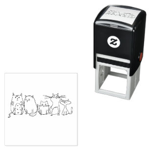 Tampon Auto-encreur Illustration de dessin artistique de la chat gang