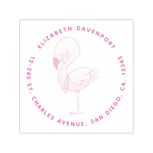 Tampon Auto-encreur Illustration de Flamant rose rose mou