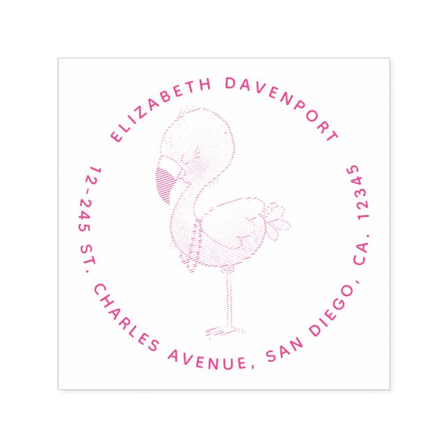 Tampon Auto-encreur Illustration de Flamant rose rose mou (Design)