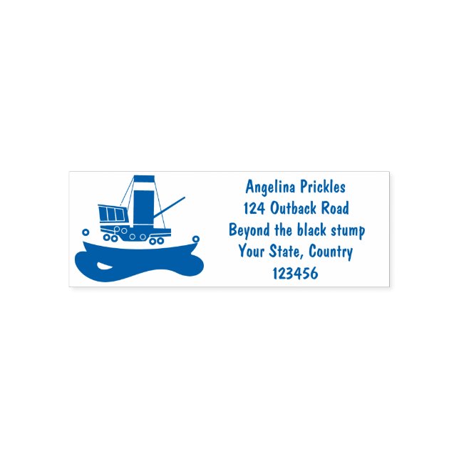 Tampon Auto-encreur Illustration d'un bateau à chalutier mignon (Design)