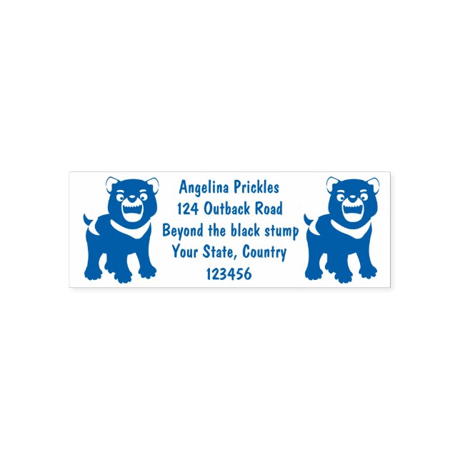 Tampon Auto-encreur Illustration d'un diable de Tasmanie affamé (Design)