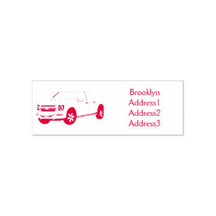 Tampon Auto-encreur Illustration d'une camionnette rouge mou