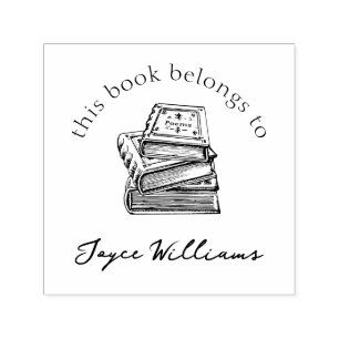 Tampon Auto-encreur Illustration vintage Ce Livre Appartient À Personn