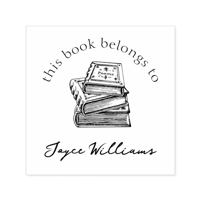 Tampon Auto-encreur Illustration vintage Ce Livre Appartient À Personn (Design)