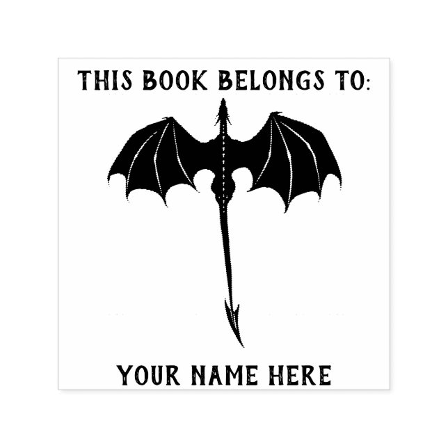 Tampon Auto-encreur Imaginaire de dragon de vol tribal noir (Design)