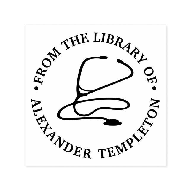 Tampon Auto-encreur Infirmière Stethoscope "De la bibliothèque de" (Design)