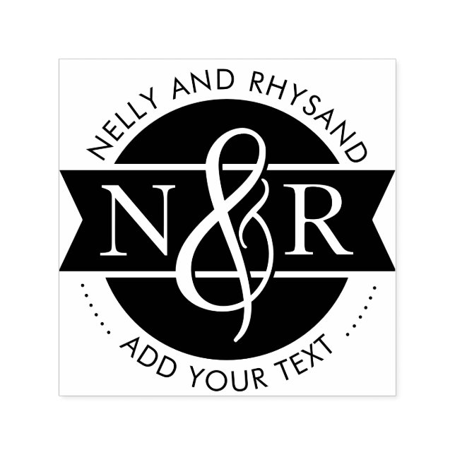 Tampon Auto-encreur Initiales associées circulaires et affaires d'espe (Design)