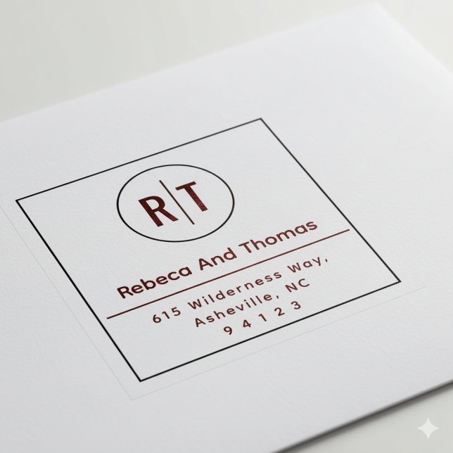 Tampon Auto-encreur Initiales de monogramme adresse de retour moderne  (Créateur téléchargé)