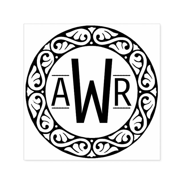 Tampon Auto-encreur Initiales du cadre de défilement circulaire ID431 (Design)