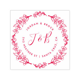 Tampon Auto-encreur Initiales du Mariage de la couronne tirée à la mai