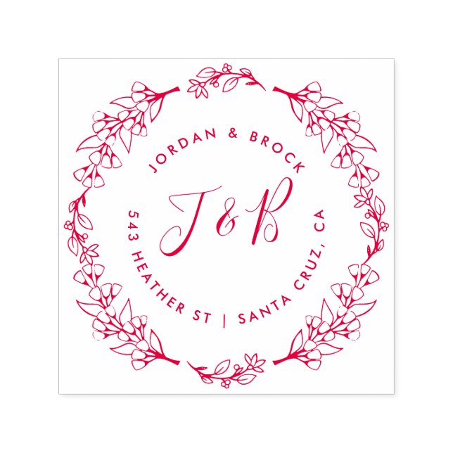 Tampon Auto-encreur Initiales du Mariage de la couronne tirée à la mai (Design)