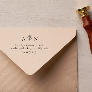 Tampon Auto-encreur Initiales minimalistes du Mariage Adresse de retou