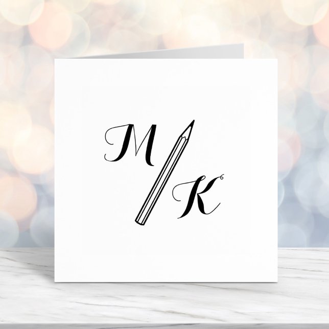 Tampon Auto-encreur Initiales simples de monogramme de crayon (Créateur téléchargé)