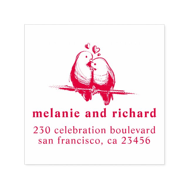 Tampon Auto-encreur Inséparables Mariages classiques Noms et adresse d (Design)