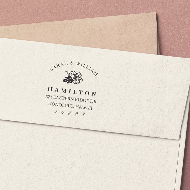 Tampon Auto-encreur Island Hibiscus Adresse de retour (Créateur téléchargé)