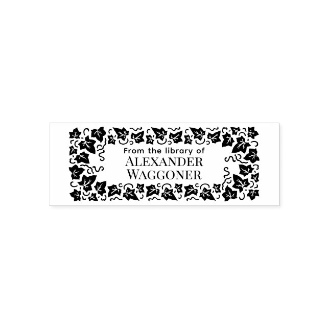 Tampon Auto-encreur Ivy Feuille Frame "From the library of" Nom du liv (Design)