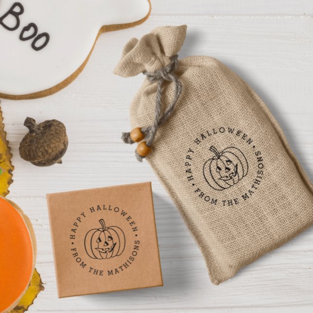 Tampon Auto-encreur Jack-o'-lantern personnalisée Happy Halloween (Créateur téléchargé)