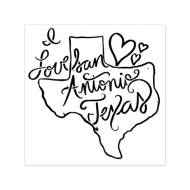 Tampon Auto-encreur J'aime San Antonio Texas (Design)